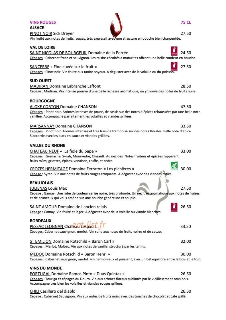 Au Coq Blanc — carte page 7