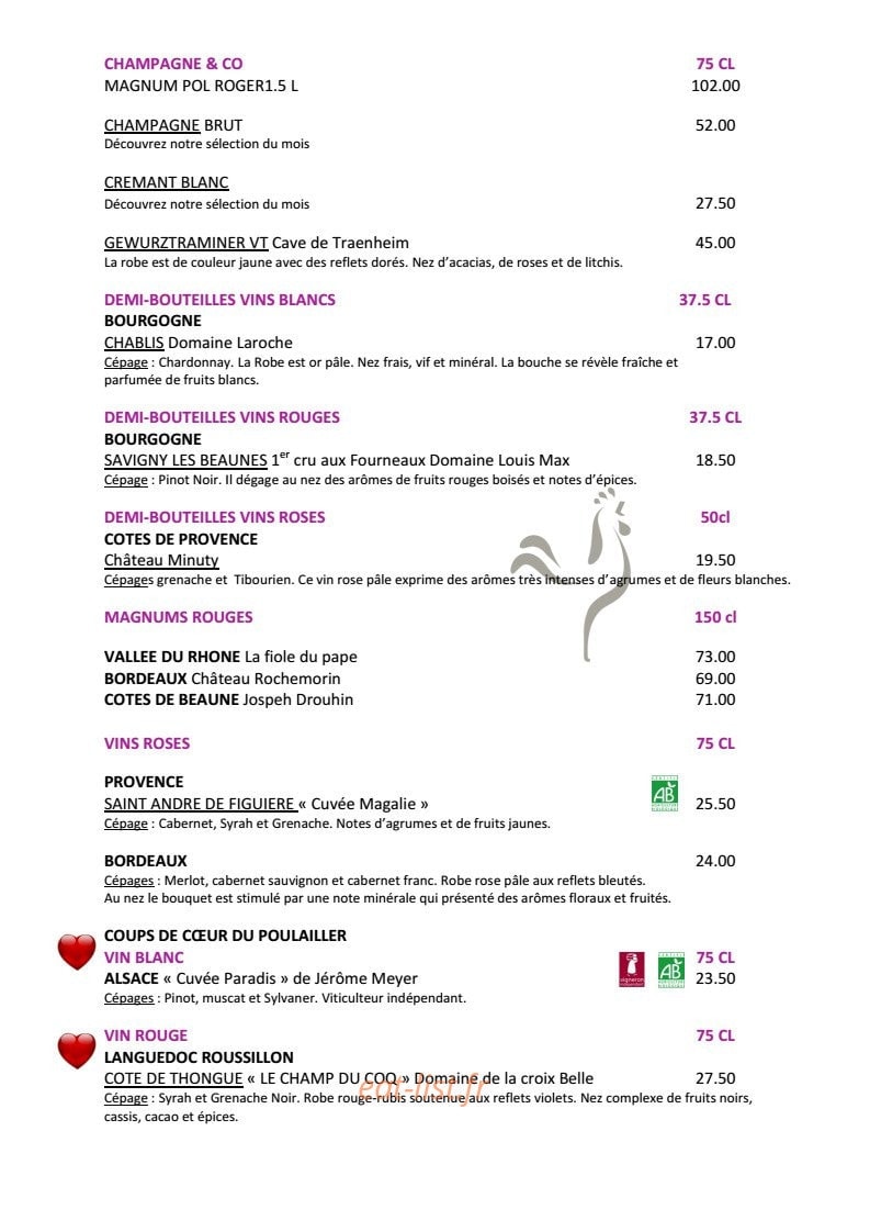 Au Coq Blanc — carte page 5