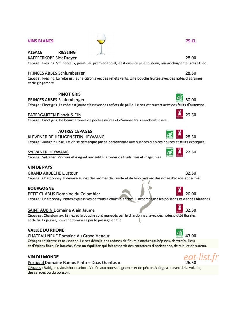 Au Coq Blanc — carte page 6