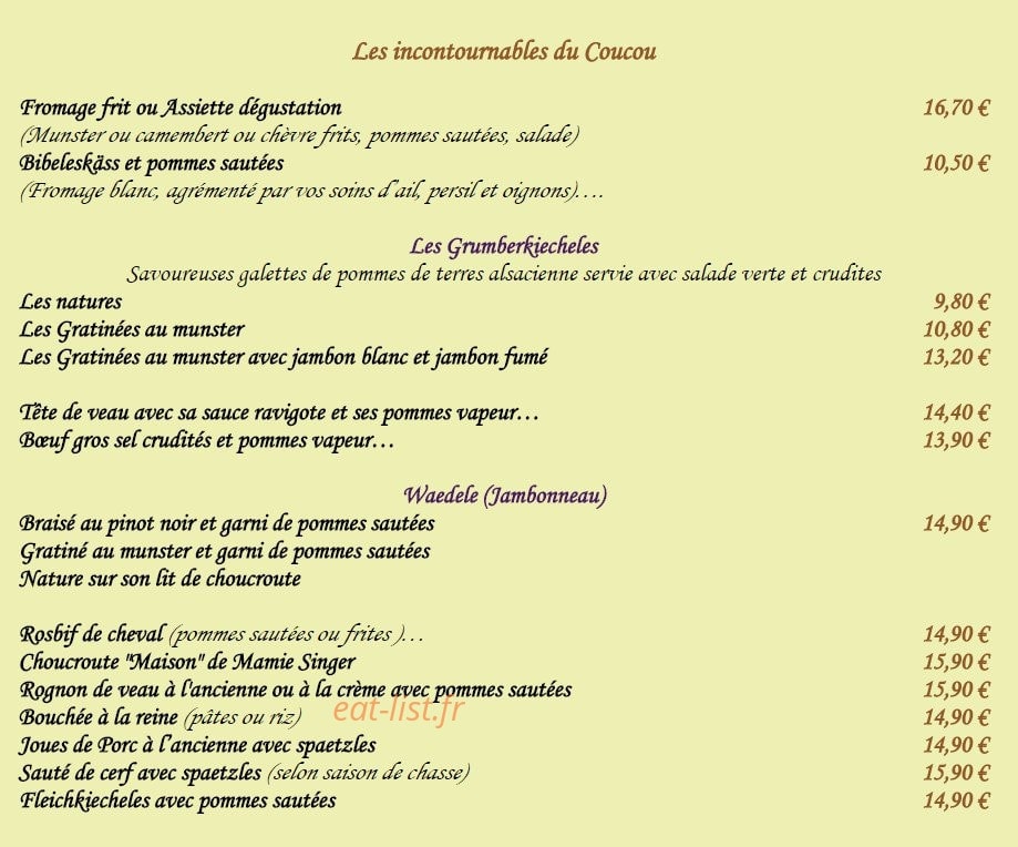 Au Coucou des Bois — carte page 3