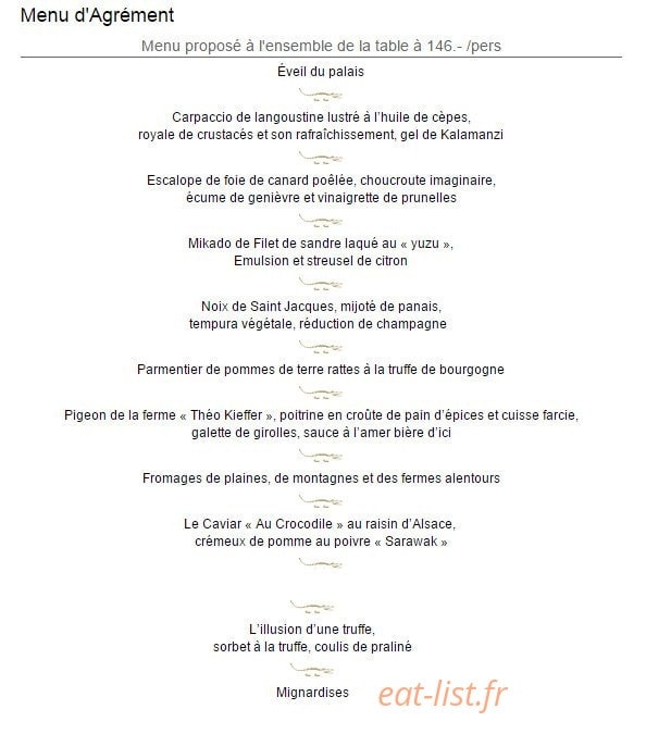Au Crocodile — carte page 1