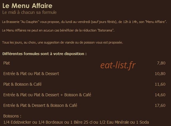 Au Dauphin — carte page 1