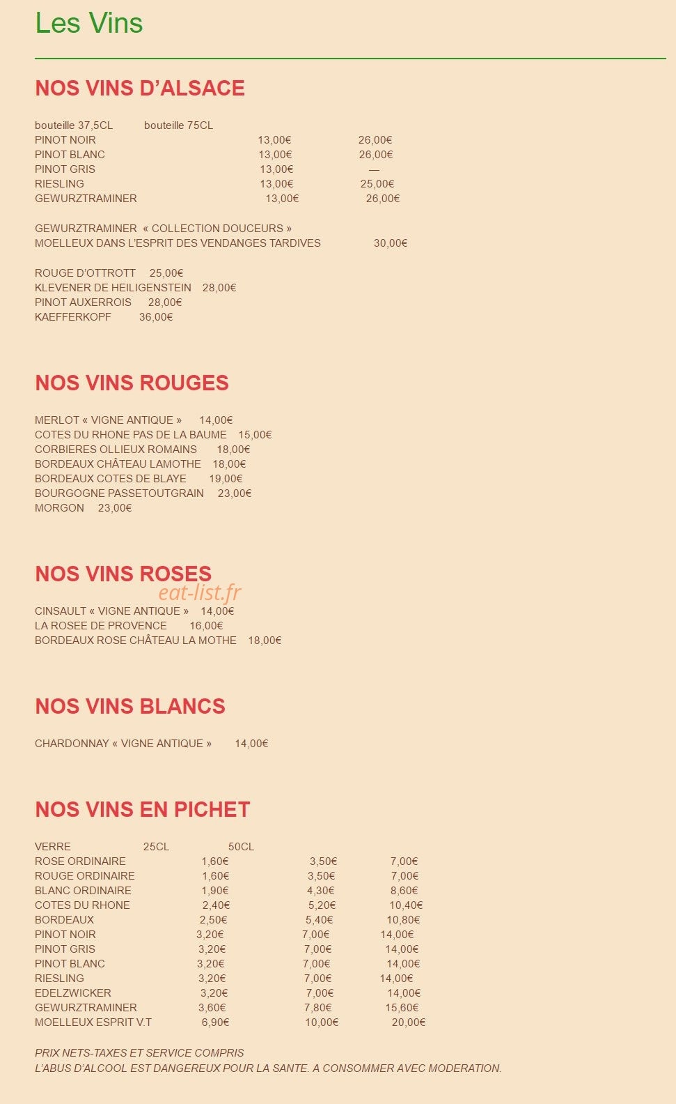 Au Vieux Strasbourg — carte page 5