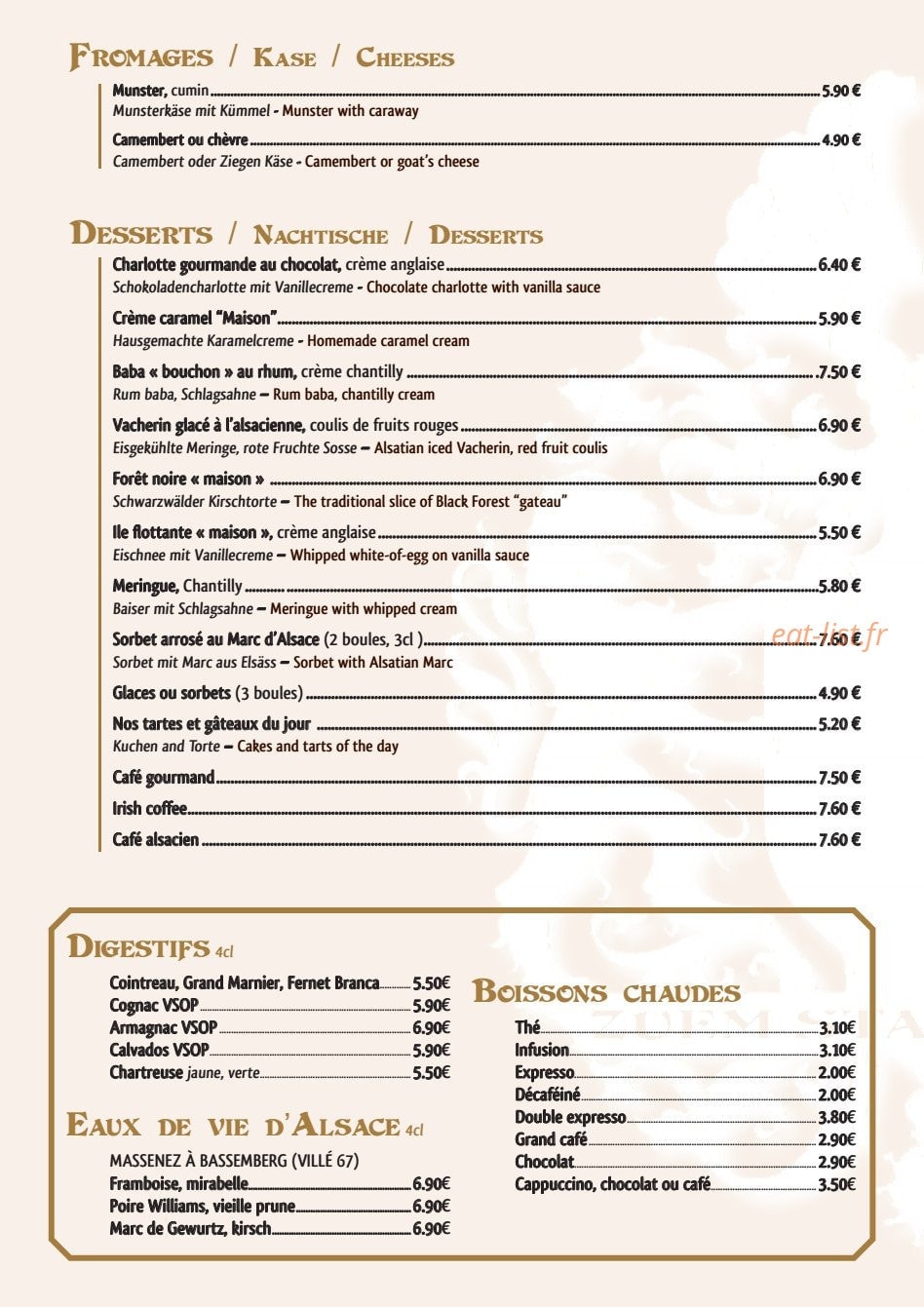 Aux Armes de Strasbourg — carte page 4
