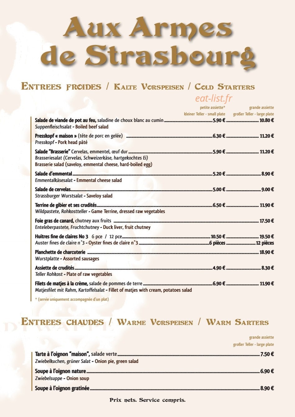 Aux Armes de Strasbourg — carte page 1
