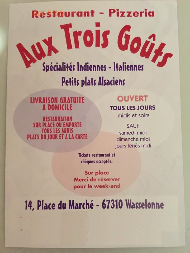 Aux Trois Goûts — carte page 1
