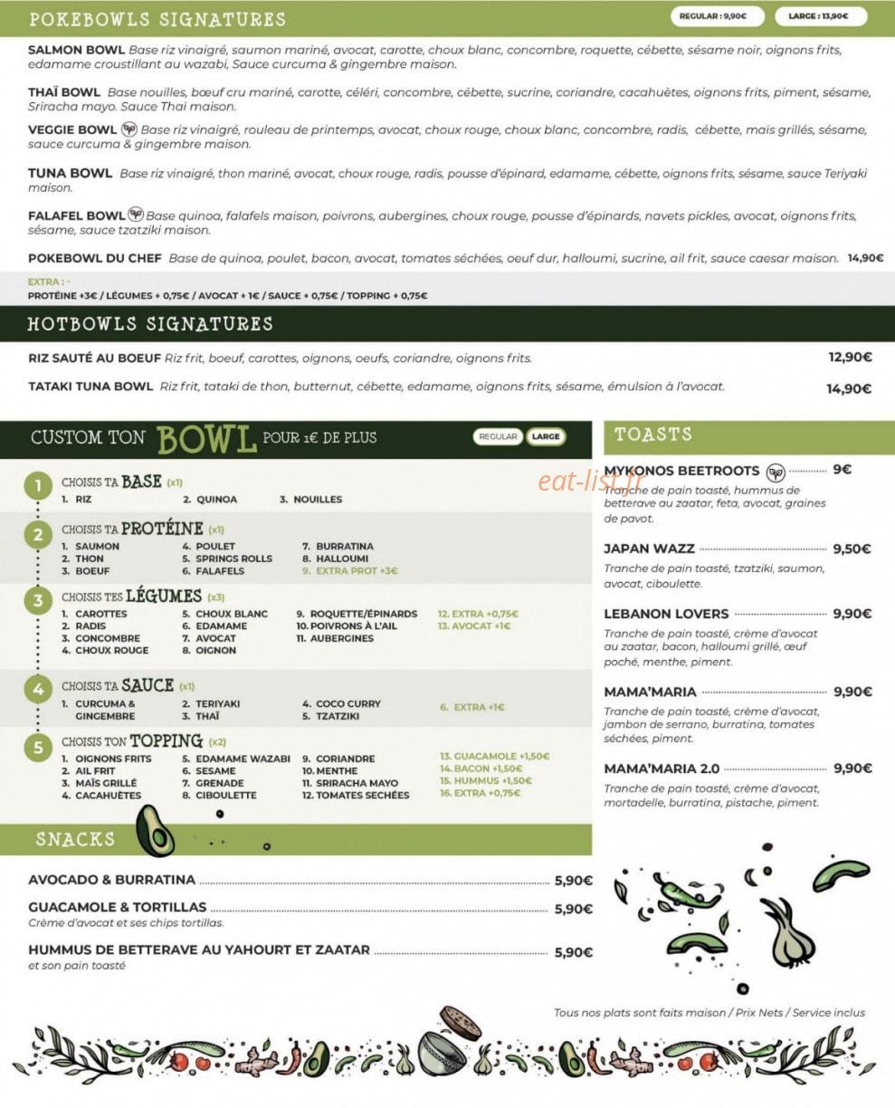Avobowl — carte page 1