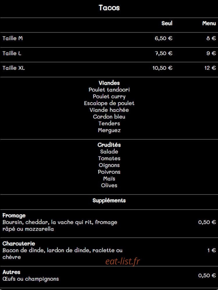 Best Bouffe — carte page 1