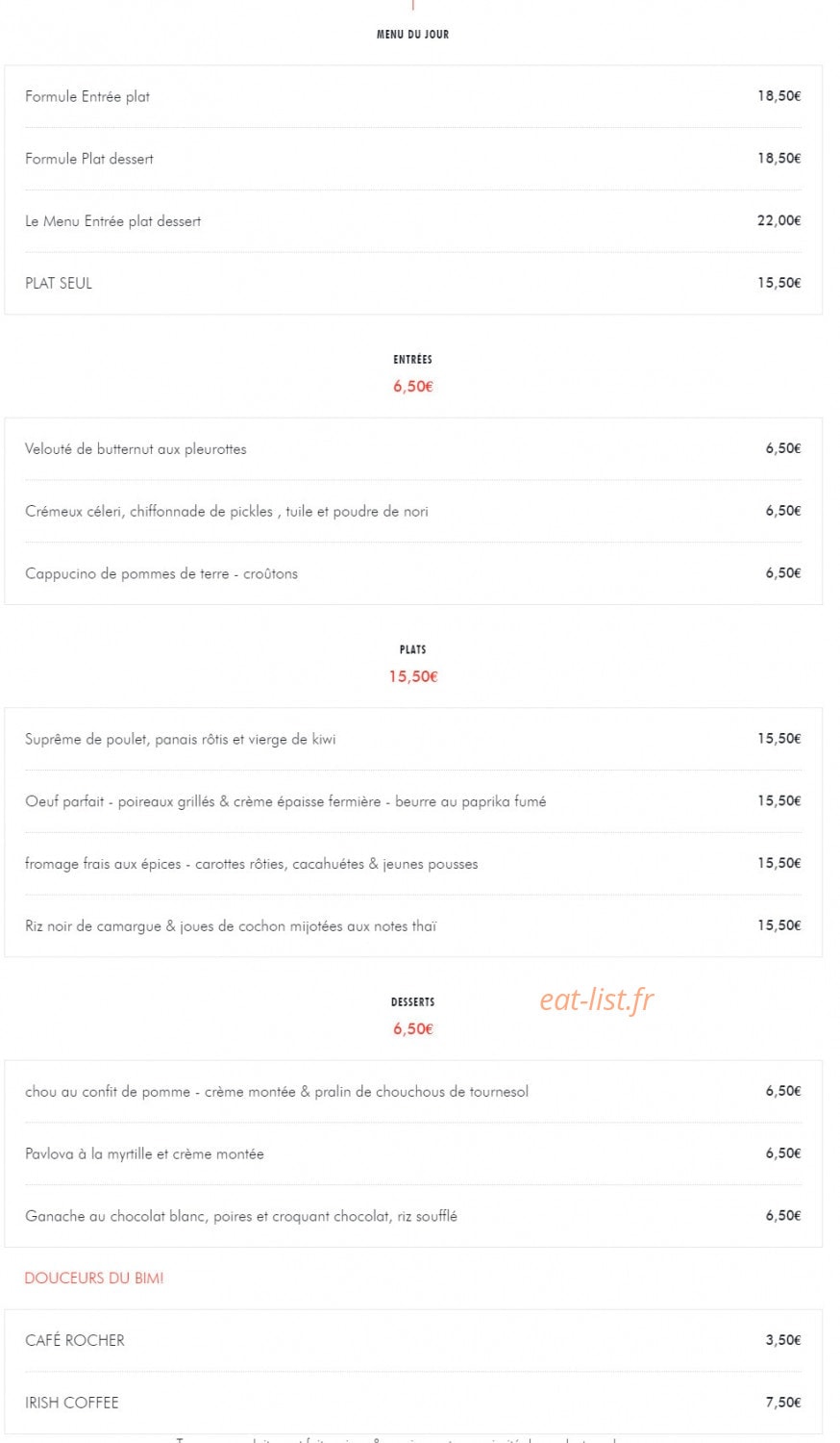 BiM - Bistrot du Maillon — carte page 1