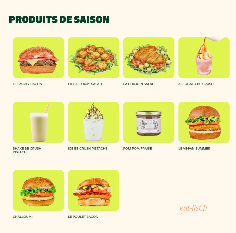 Bioburger — carte page 1