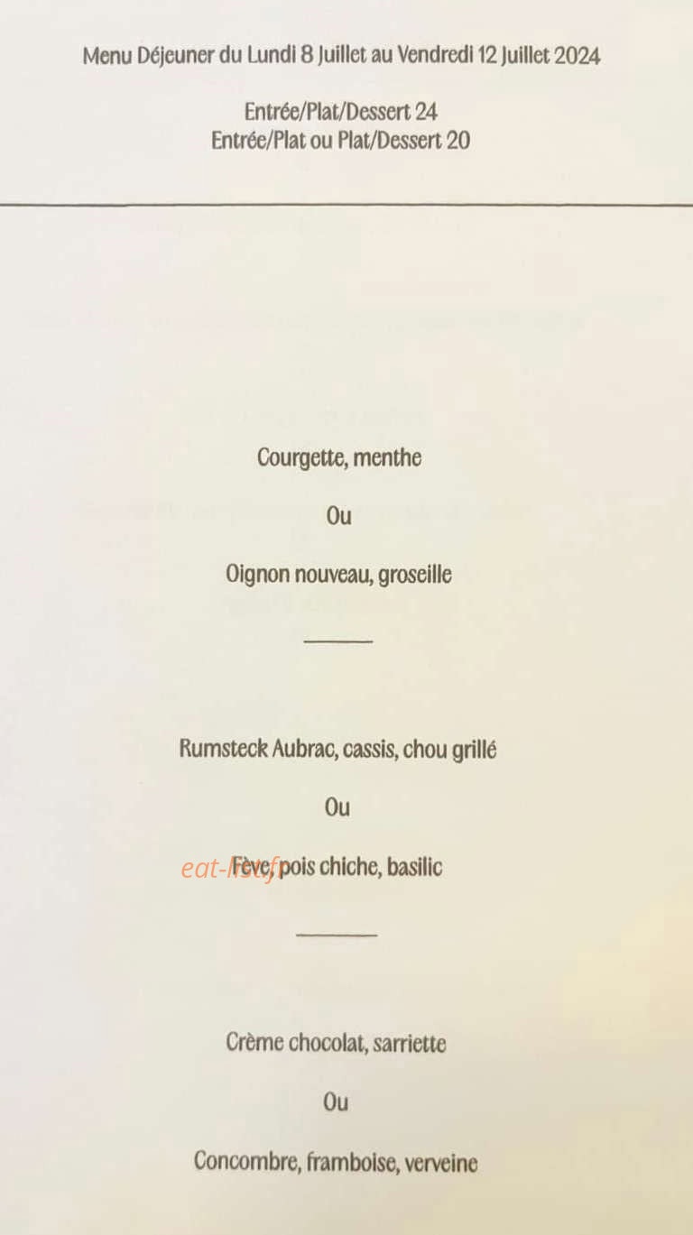 Bistrot des Rosiers — carte page 1