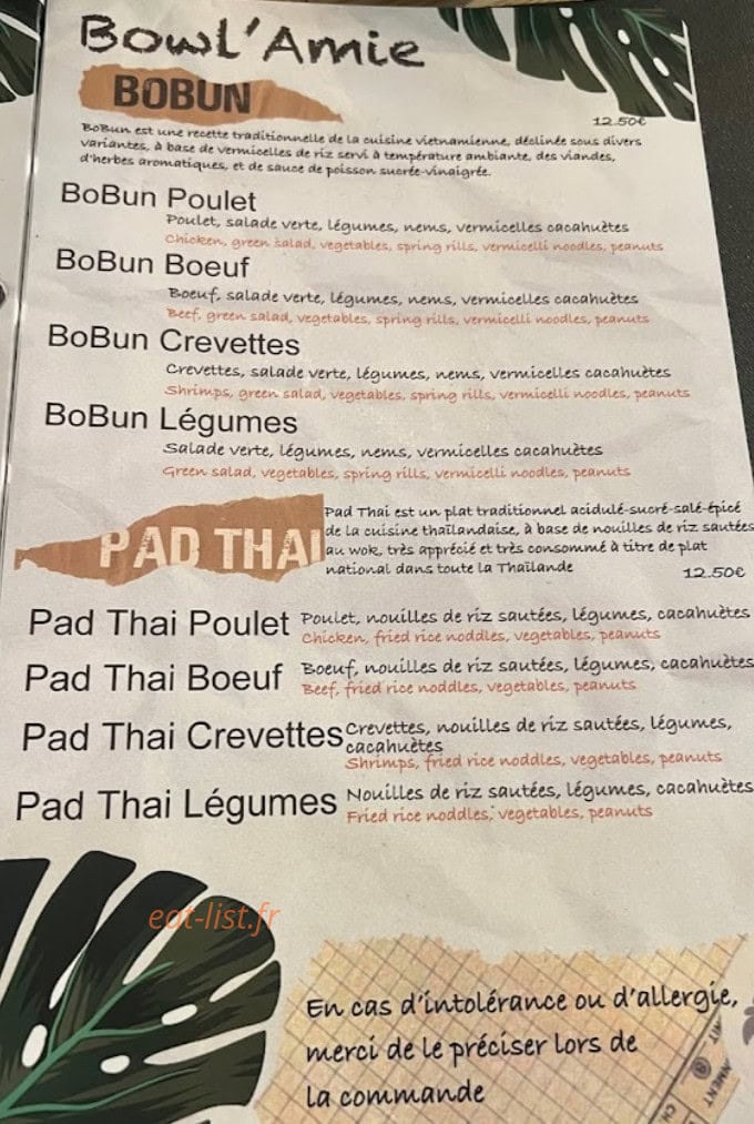 Bowl'Amie — carte page 2