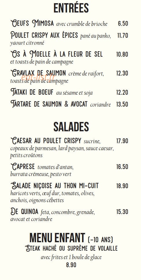 Brasserie Boëhm — carte page 1