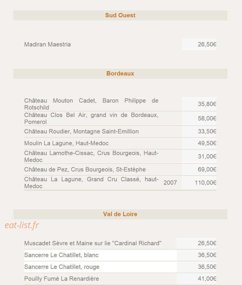 Brasserie flo — carte page 9
