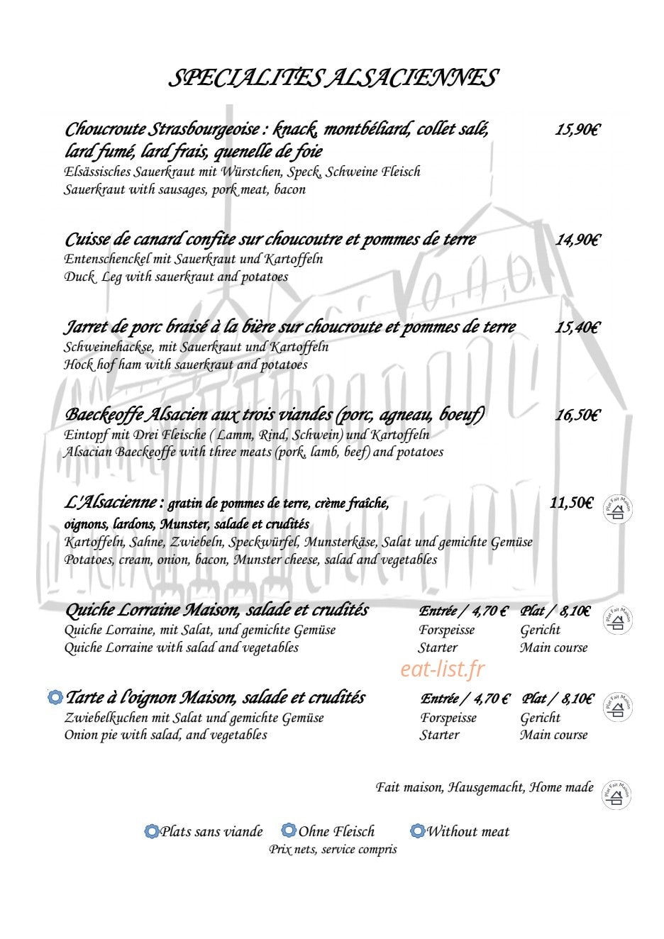 Brasserie Rohan — carte page 1