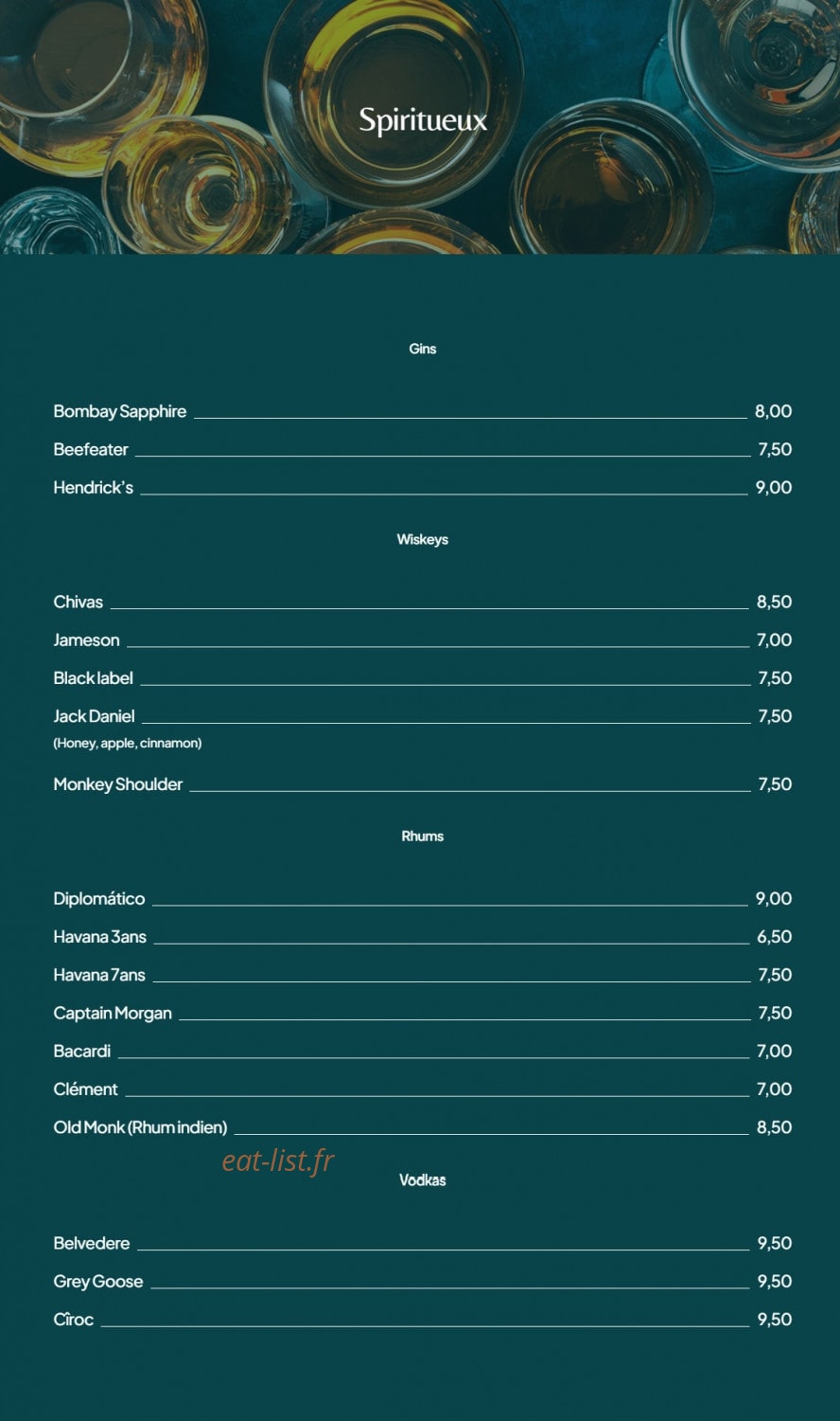Brasserie tamil — carte page 7