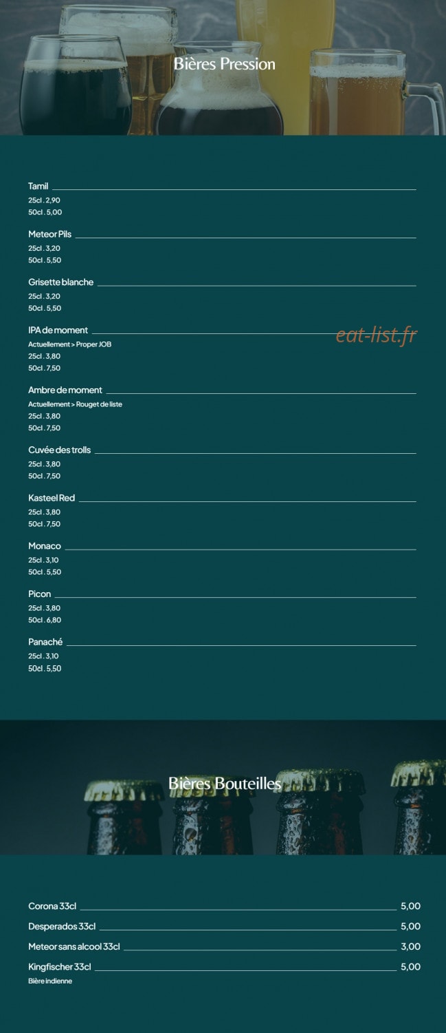 Brasserie tamil — carte page 4
