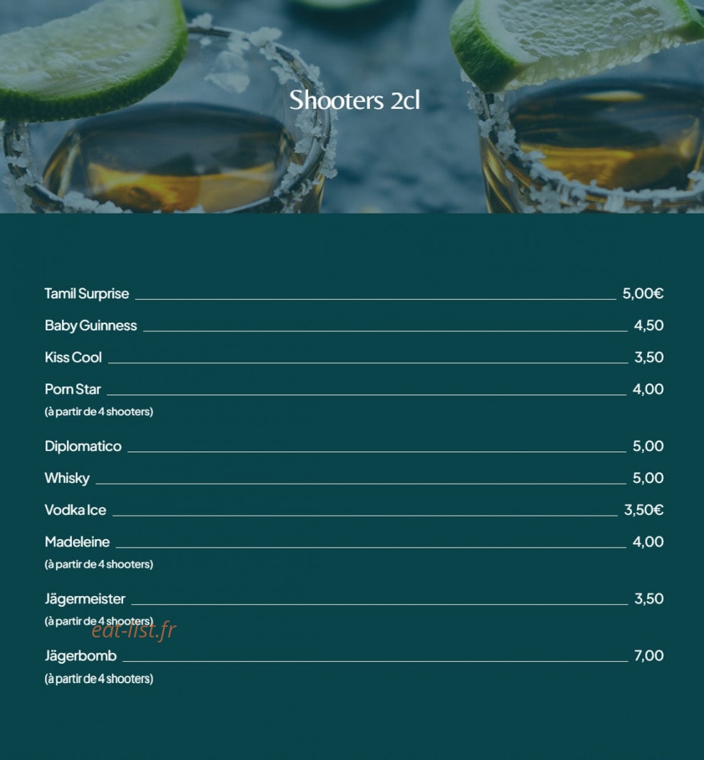 Brasserie tamil — carte page 6