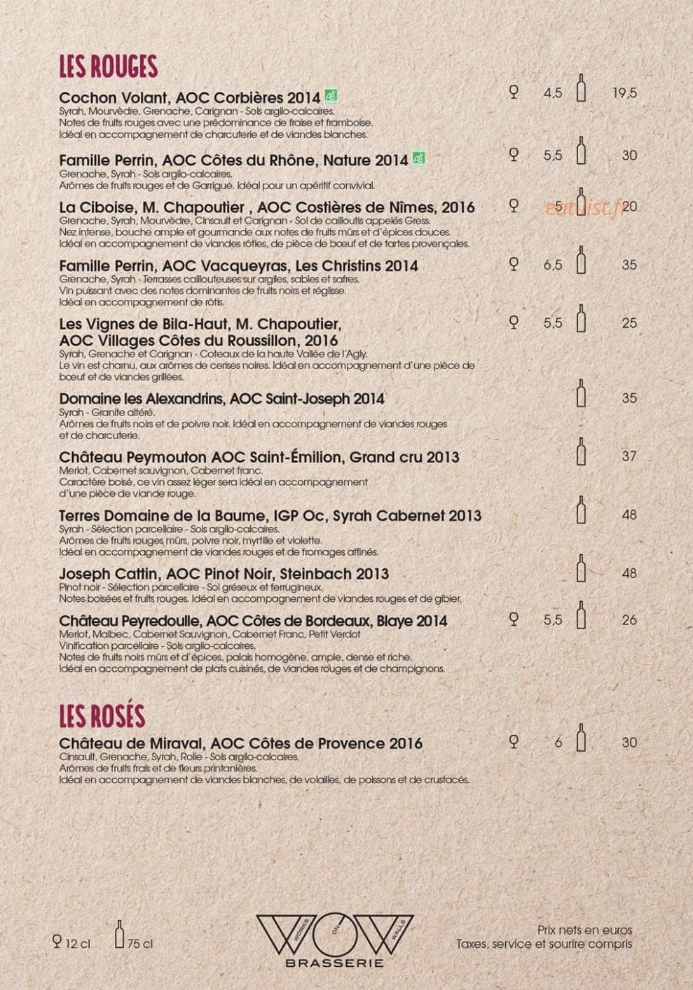 Brasserie Wow — carte page 4