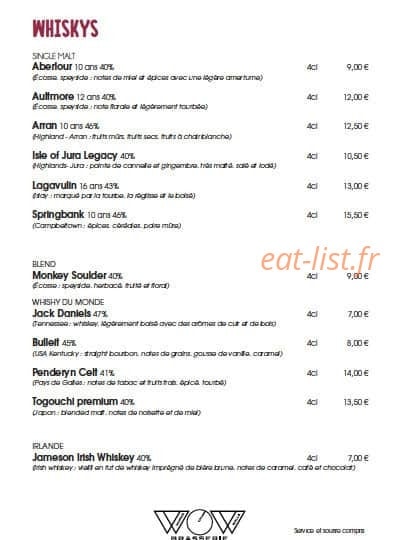 Brasserie Wow — carte page 9