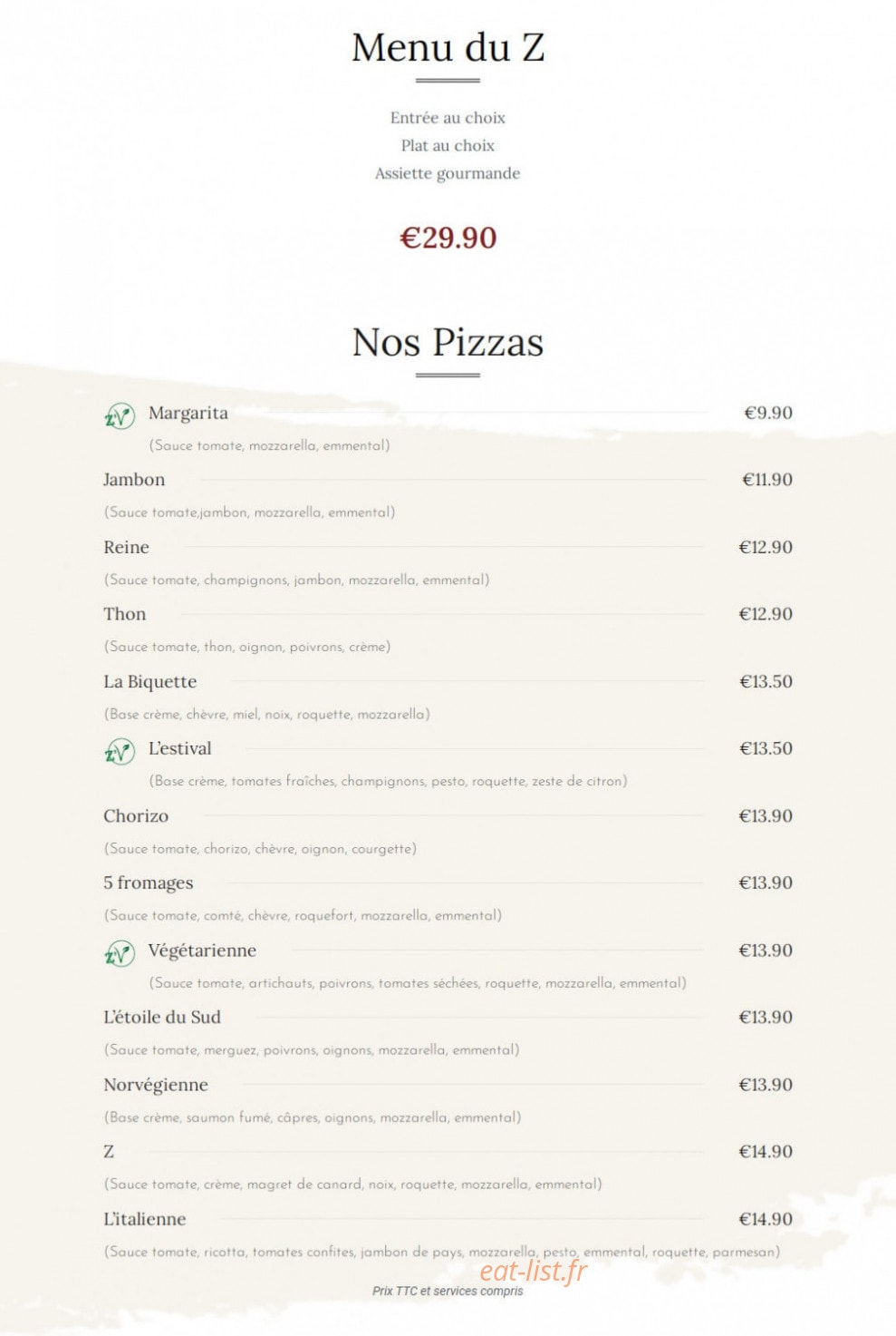 Brasserie Z — carte page 3