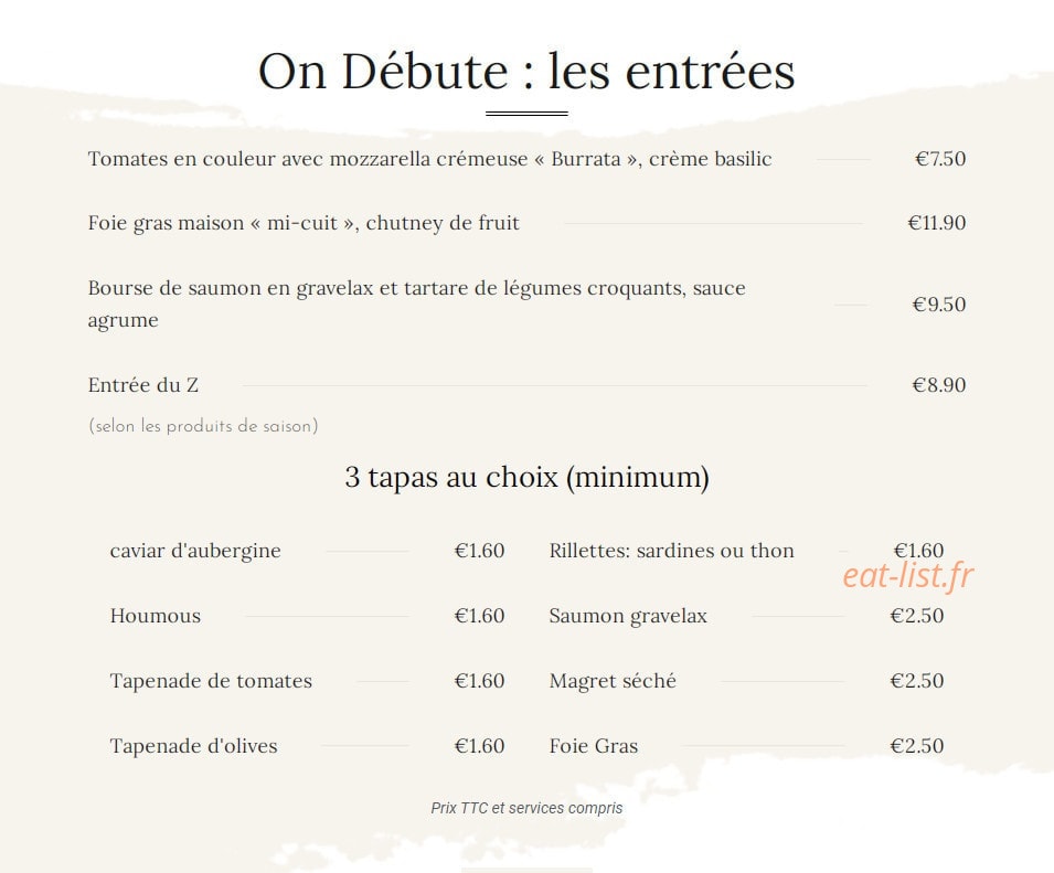 Brasserie Z — carte page 5