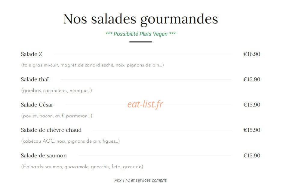 Brasserie Z — carte page 6