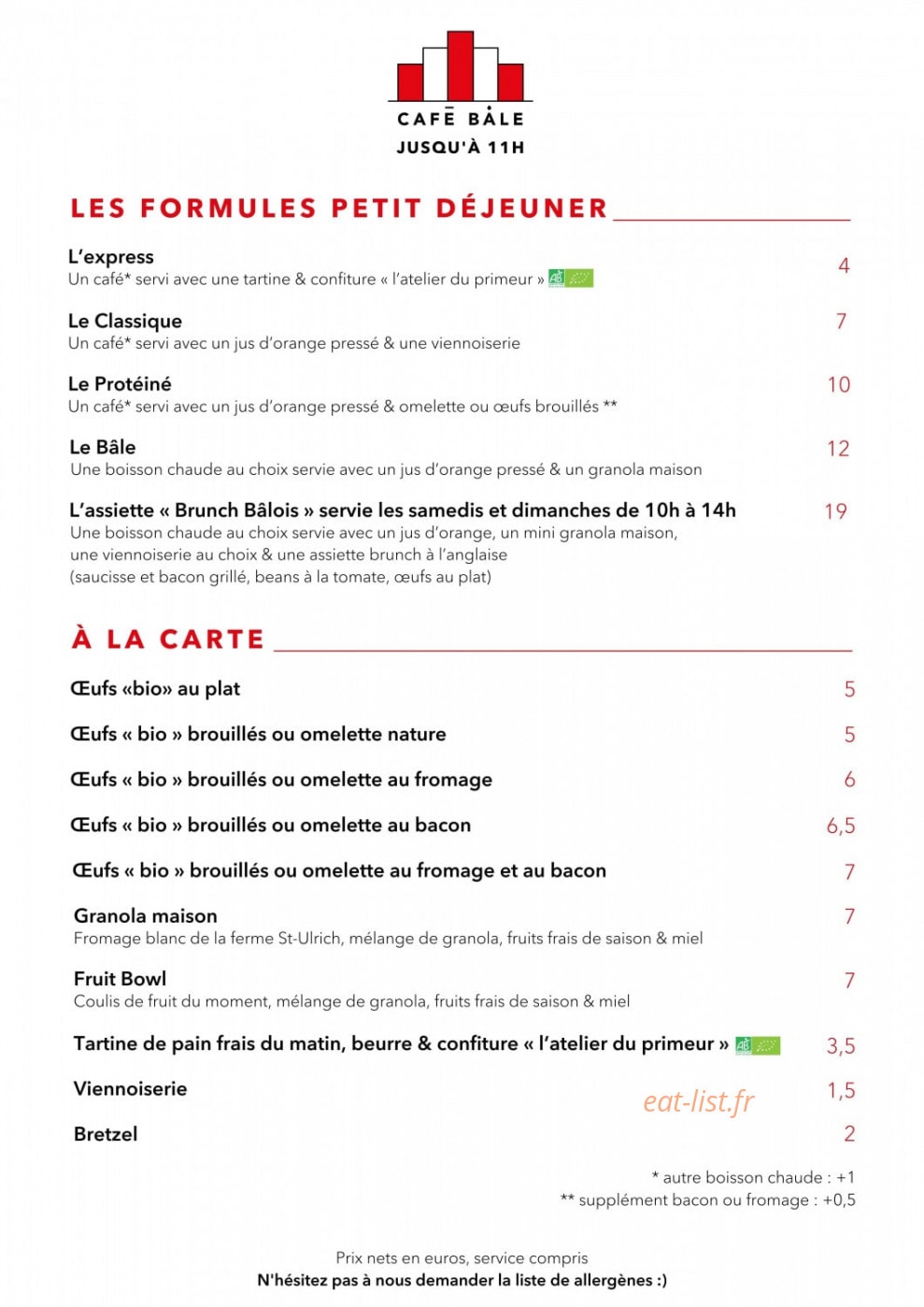 Café Bâle — carte page 2
