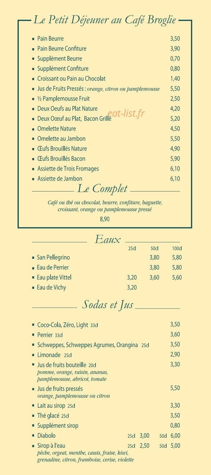 Café Broglie — carte page 2
