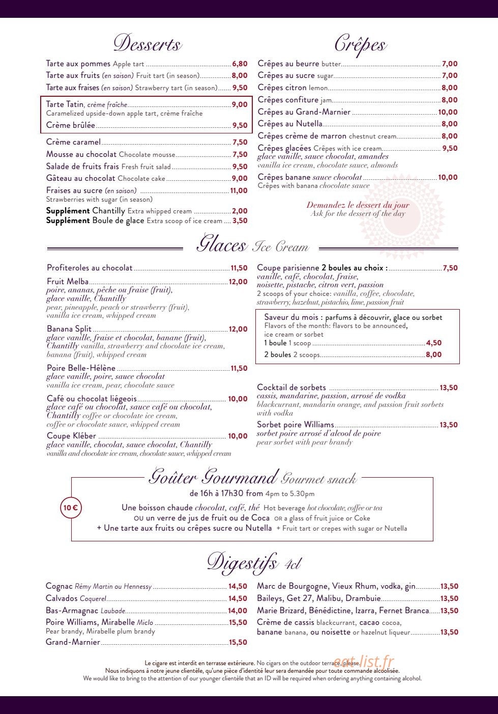 Café Kléber — carte page 3