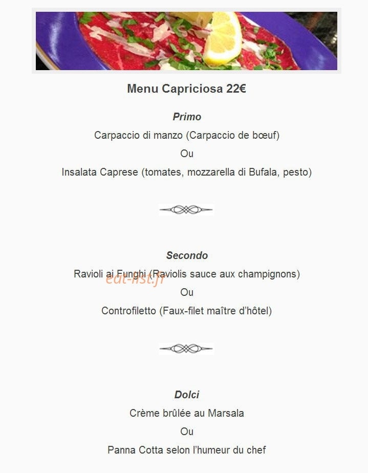 Capriciosa — carte page 1