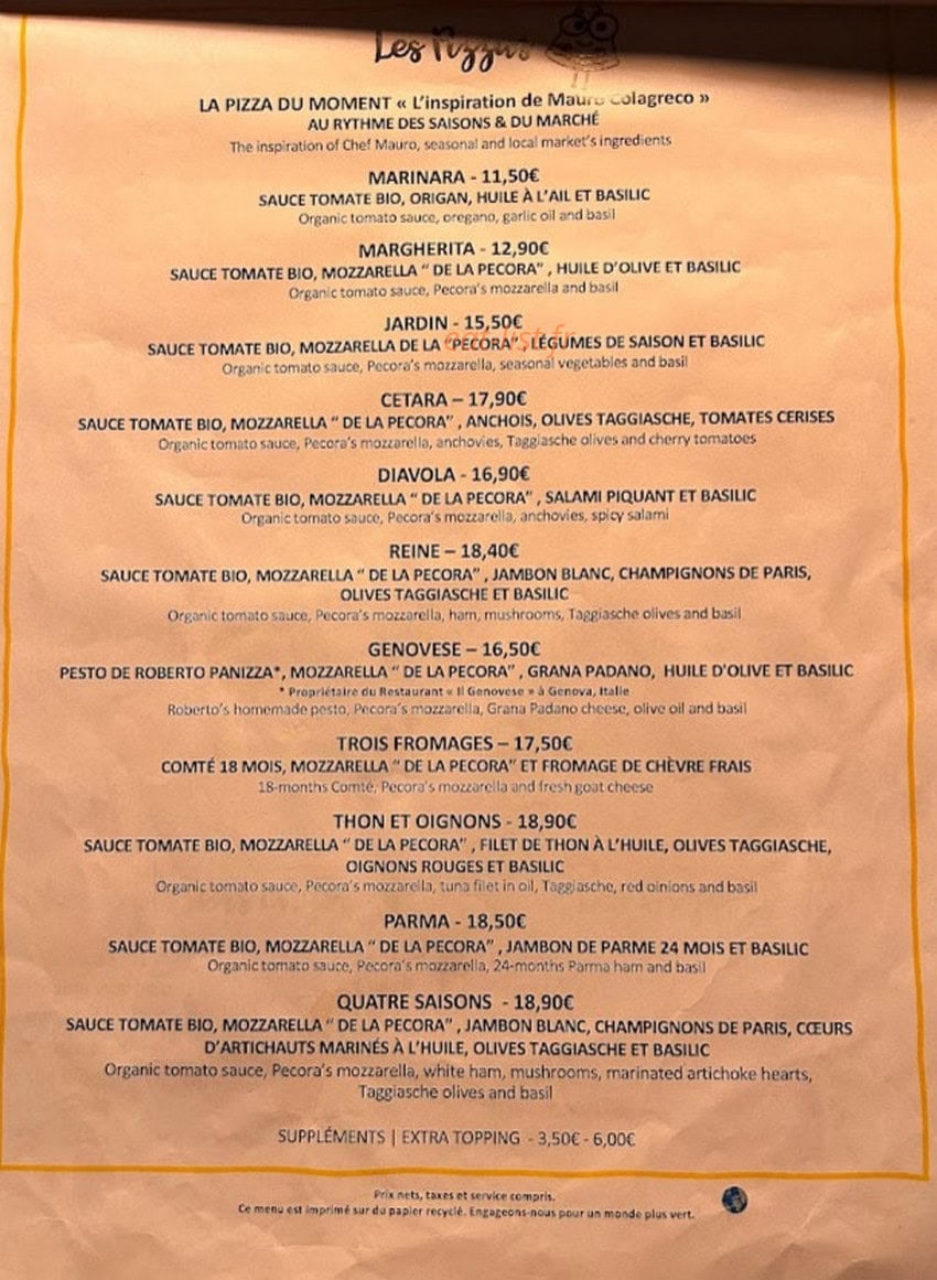 Casa Via - Pizzeria e Pasta — carte page 1