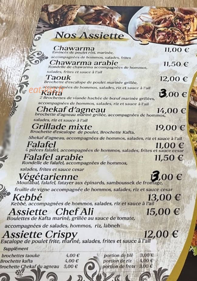 Chef Ali — carte page 2