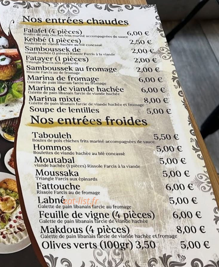 Chef Ali — carte page 1