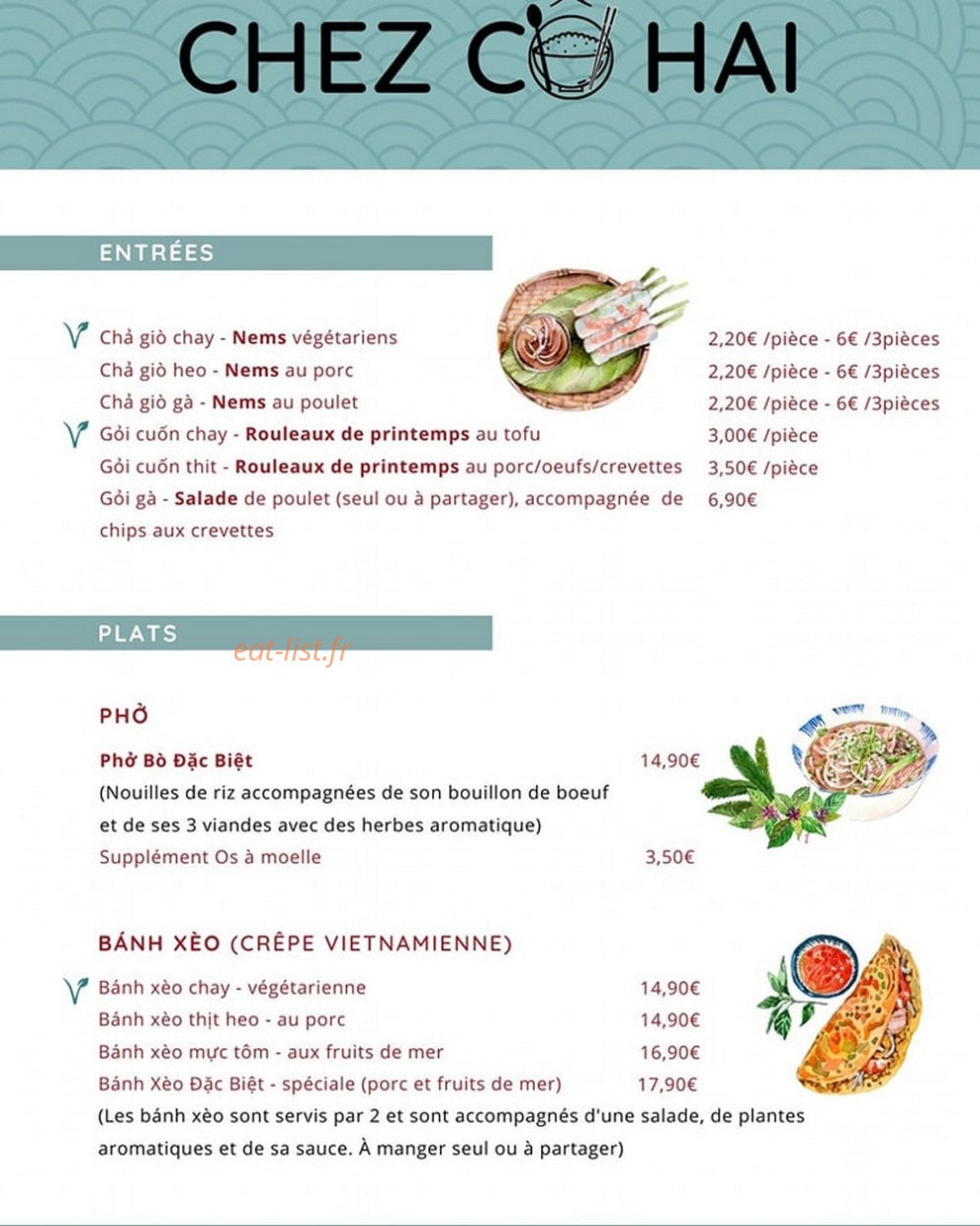 Chez Cô Hai — carte page 1