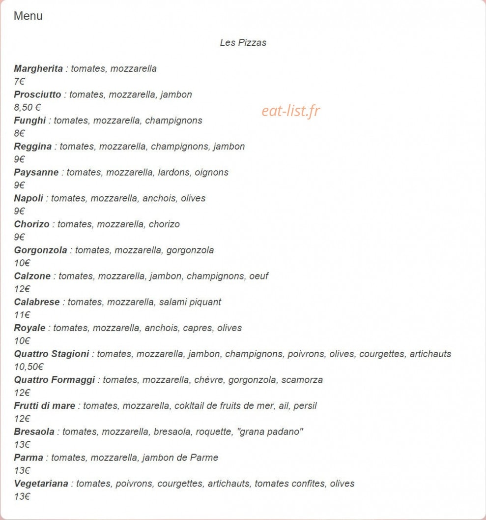 Chez Franco — carte page 1