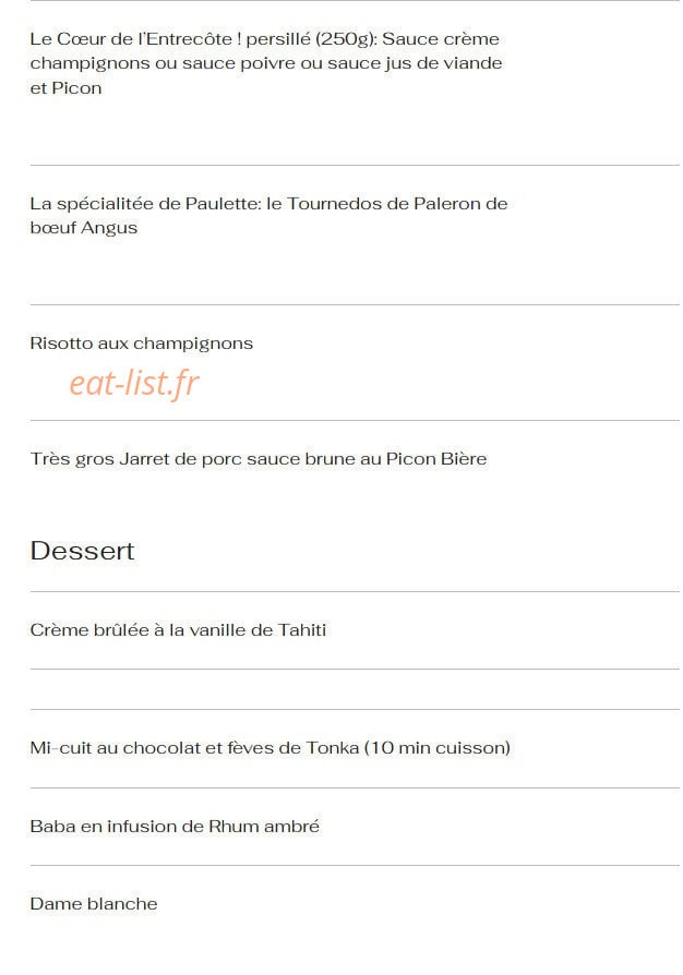 Chez Paulette — carte page 2