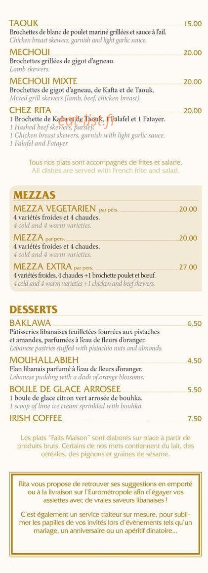 Chez Rita — carte page 3