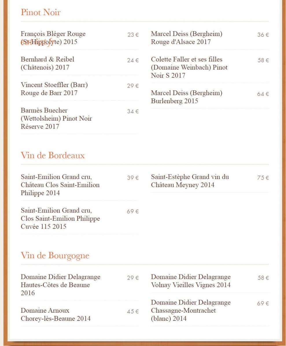 Chez Yvonne — carte page 19
