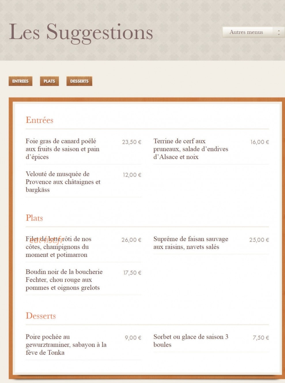 Chez Yvonne — carte page 15