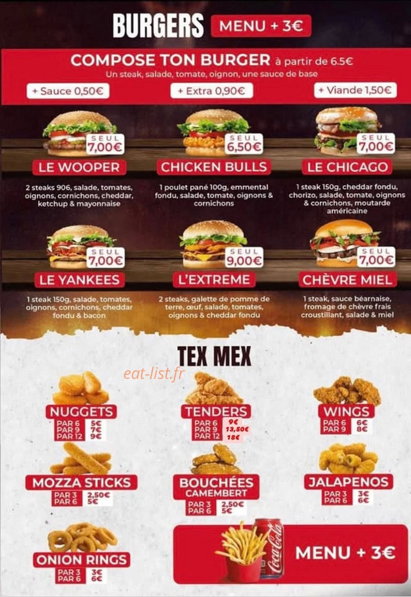 Carte et menu de Chicago food à Strasbourg — Burger personnalisé et tex mex