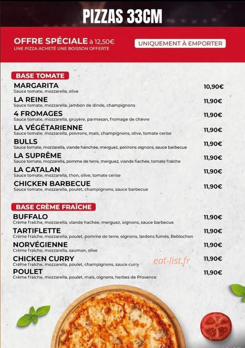 Carte et menu de Chicago food à Strasbourg — Les pizzas 33cm