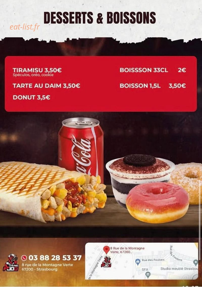 Carte et menu de Chicago food à Strasbourg — Les desserts et boissons