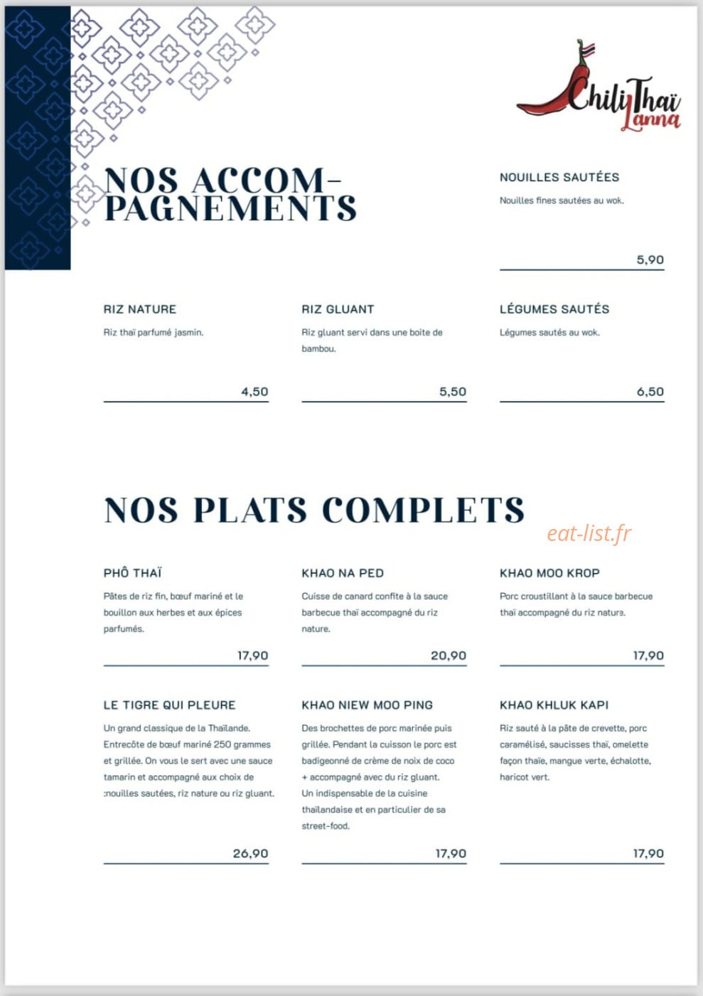 Chili Thaï Lanna — carte page 5