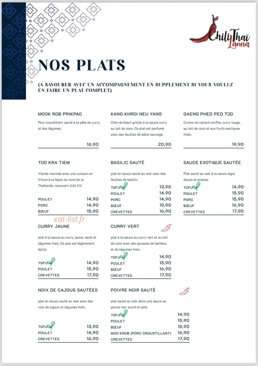 Chili Thaï Lanna — carte page 4