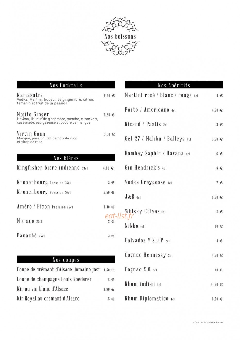 Cinnamon — carte page 1