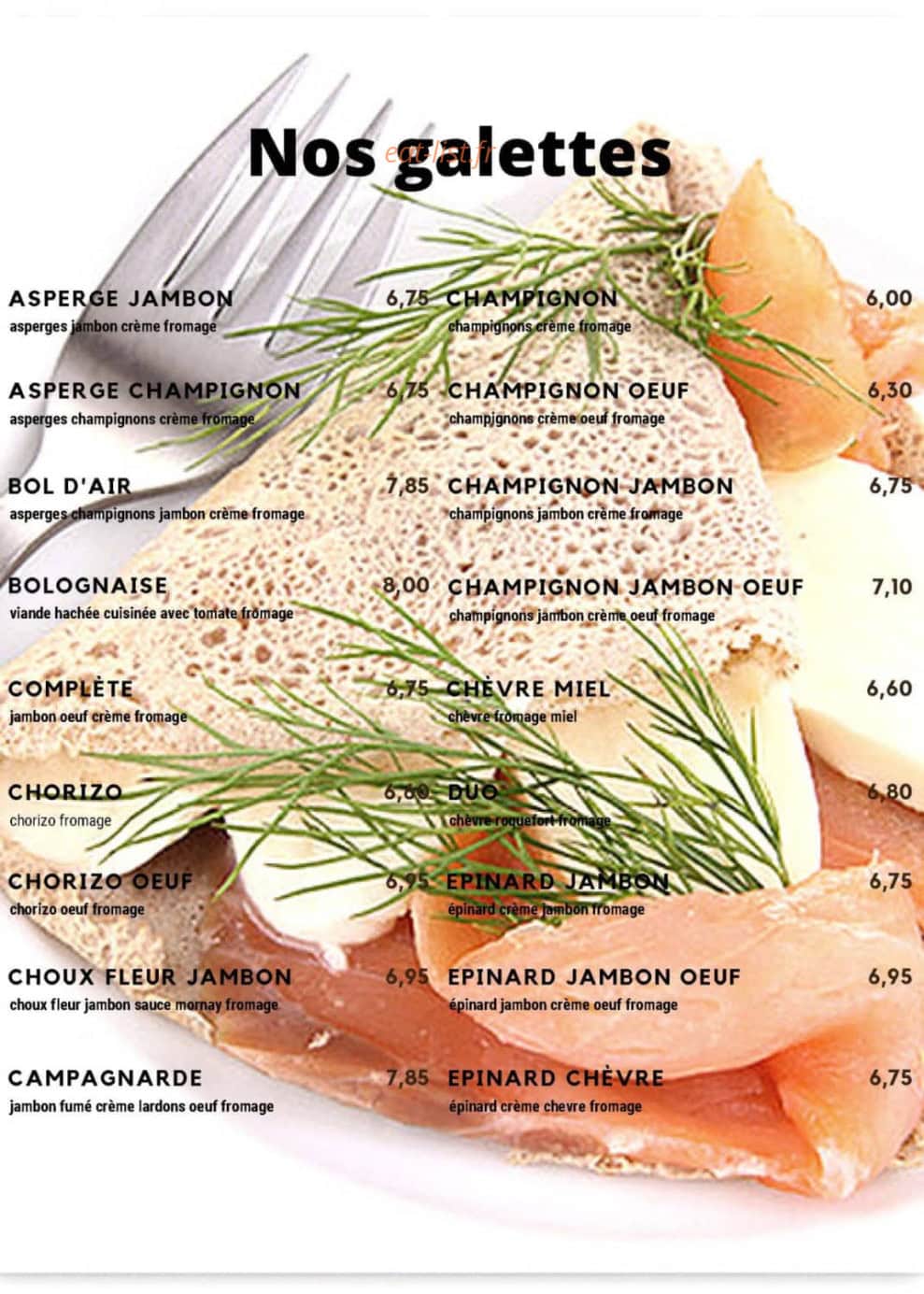 Crêperie Bol d'Air — carte page 4