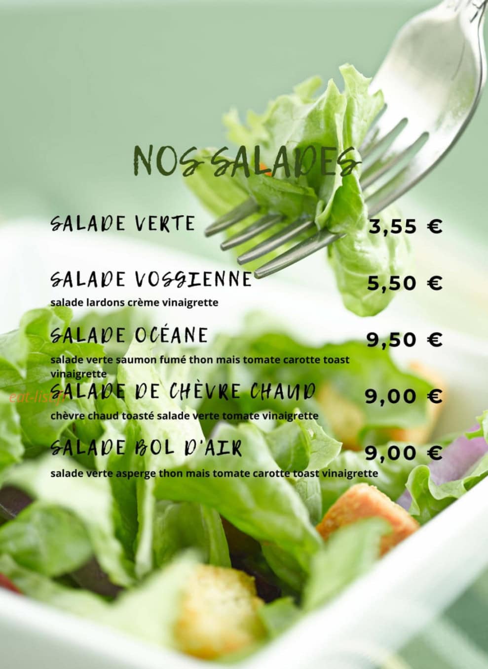 Crêperie Bol d'Air — carte page 1