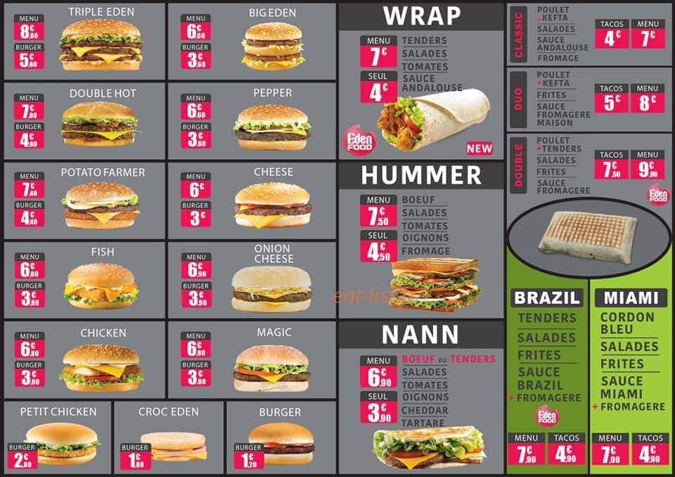 Eden Food — carte page 2