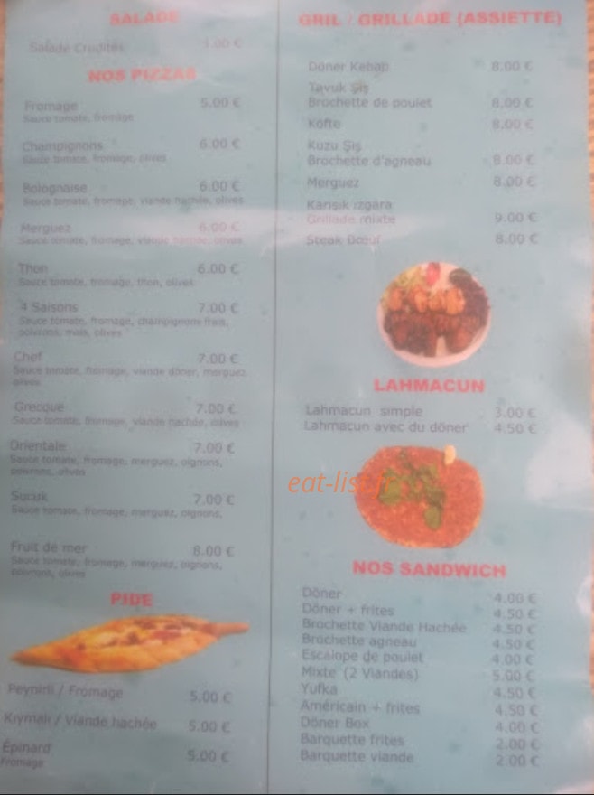 Ero Kebab — carte page 1
